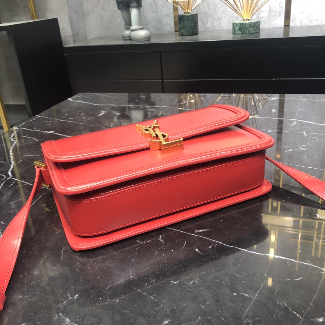 Saint Laurent Solferino Box Medium Calfskin Handbag Shoulder Bag Light Red 634305 